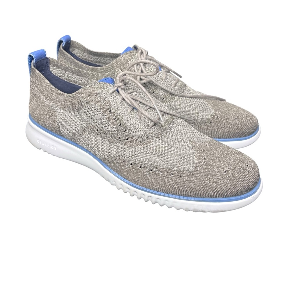 Cole Haan Men's Knit Oxford Shoes - Beige and Blue Size 10.5